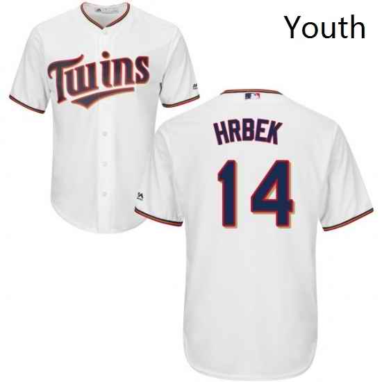 Youth Majestic Minnesota Twins 14 Kent Hrbek Authentic White Home Cool Base MLB Jersey